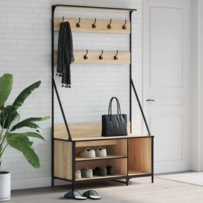 vidaXL Bengaleiro c/ arrumação calçado 100x41x184 cm carvalho sonoma