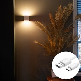 Candeeiro de parede branco com LED e dimmer tátil recarregável - Joris