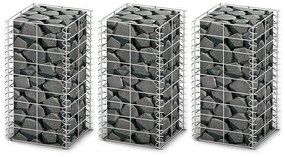 vidaXL Conjunto de gabiões 3 pcs arame galvanizado 25 x 25 x 50 cm
