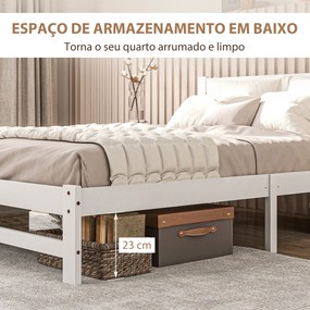 HOMCOM Estrutura de Cama de Madeira Estrado de Cama de Casal para Colc