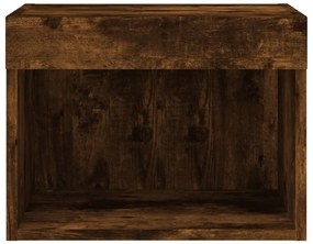 Mesa de cabeceira de parede com luzes LED carvalho fumado