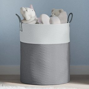 vidaXL Cesto de arrumação Ø38x46 cm algodão cinzento e branco