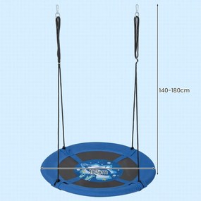 Baloiço de árvore 102 cm com cordas ajustáveis Tecido de Oxford Tubos de metal galvanizado e padrões giros para crianças dos 3 aos 15 anos Baleia