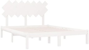 Estrutura de cama king 150x200 cm madeira maciça branco