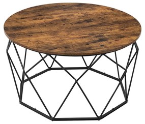 Mesa de centro para a sala de estar 80 x 45 cm (Ø x H) Castanho Vintage-preto