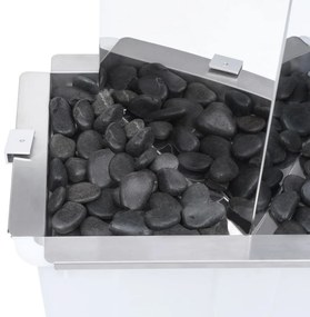 Fonte de jardim triangular com bomba 76 cm aço inoxidável