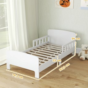 Cama infantil, 143,5 x 74,2 x 54 cm (COLCHÃO NÃO INCLUIDO), grades de segurança, base de ripas alta e estrutura robusta, branca
