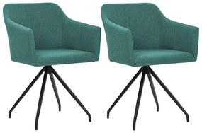 vidaXL Cadeiras de jantar giratórias 2 pcs tecido verde