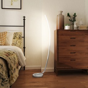 Candeeiro de pé LED com 3 níveis de luminosidade reguláveis, candeeiro de pé moderno com interruptor no pé, prateado