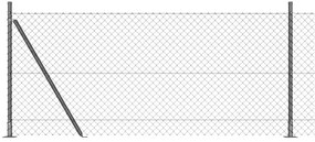 Conjunto de Postes de Cerca Prateado 25 x 1 m Aço Galvanizado
