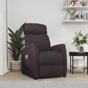 vidaXL Poltrona de massagens elétrica tecido castanho-escuro