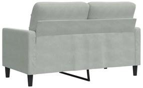 Sofá de 2 lugares 120 cm veludo cinzento-claro