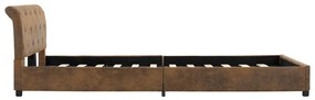 Estrutura de cama 140x200 cm camurça artificial castanho