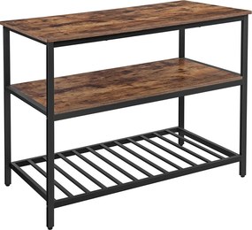 Ilha de cozinha com 3 prateleiras 120 x 60 x 90 cm castanho Vintage-preto