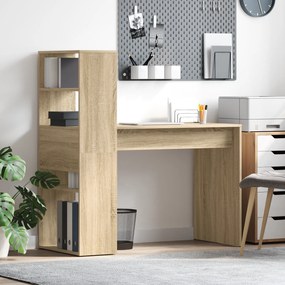 vidaXL Secretária com Armazenamento Carvalho Sonoma 113x54x120 cm Madeira Engenheirada