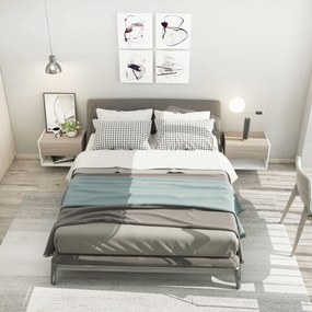 Conjunto de 2 Mesas de Cabeceira Flutuantes com 1 Gaveta e Prateleira Aberta 46x30x30 cm Carvalho e  Branco