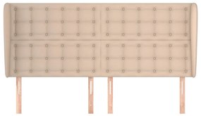 Cabeceira cama c/ abas couro artif. 183x23x118/128cm cappuccino