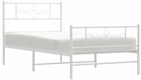 Estrutura de cama com cabeceira e pés 100x190 cm metal branco