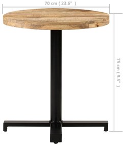 Mesa bistrô redonda Ø70x75 cm madeira de mangueira áspera