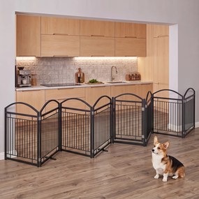 Vedação para Cães, 480 x 81 cm, 8 Painéis Modulares e Dobráveis, Preto