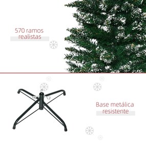 HOMCOM Árvore de Natal Artificial Altura 190 cm com 570 Ramos de PVC I