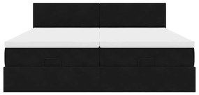 Estrutura de cama otomana com colchões 160x200 cm veludo preto
