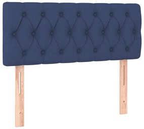 Cabeceira de cama c/ luzes LED tecido 100x7x78/88 cm azul