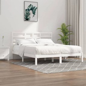 Estrutura de cama 200x200 cm madeira maciça branco