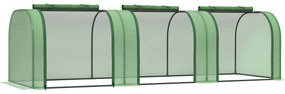 Outsunny Estufa 295x100x80 cm para Jardim Varanda Estufa Pequena para Cultivo de Plantas com 3 Janelas Estrutura de Aço e PVC Verde