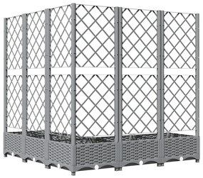 Vaso/floreira jardim c/ treliça 120x120x121,5 cm PP cinza-claro