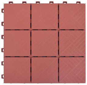 Ladrilhos de terraço 10 pcs 30,5x30,5 cm plástico vermelho