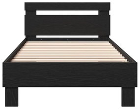 Estrutura de Cama em Preto Carvalho da - 90 x 200 cm, feita de madeira