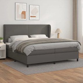 vidaXL Cama com molas/colchão 200x200 cm couro artificial cinzento