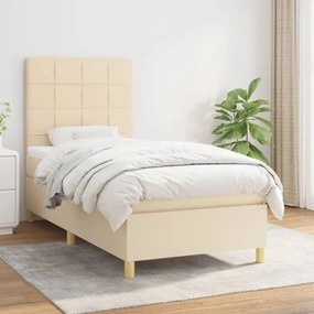 Cama com molas/colchão 90x190 cm tecido cor creme