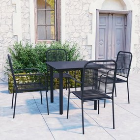 vidaXL 5 pcs conjunto de jantar para jardim vidro e aço preto