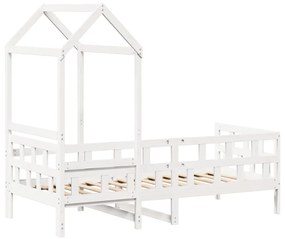 Sofá-cama com telhado 80x200 cm madeira de pinho maciça branco