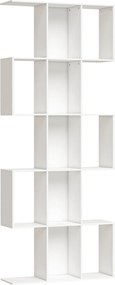 HOMCOM Estante de 5 Níveis Estante de Livros Estreita Estante em Forma de S 80x24x200 cm Branco com Efeito Madeira | Aosom Portugal