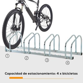 Estacionamento para 4 Bicicletas Suporte de Aço para Estacionar Bicicl