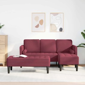 vidaXL Conjunto de Sofá de 2 Peças com Almofadas em Tecido Bordô