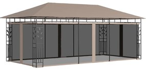 Gazebo c/ rede mosquiteira 6x3x2,73m 180 g/m² cinza-acastanhado