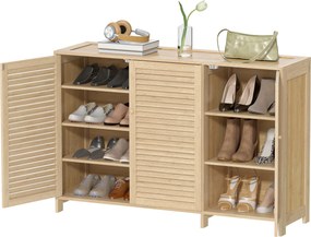 Sapateira, Armário para Calçado, 120 x 35 x 80 cm, Capacidade para 18 Pares, Madeira Natural