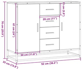 Aparador 92x35x76 cm derivados de madeira cinzento sonoma