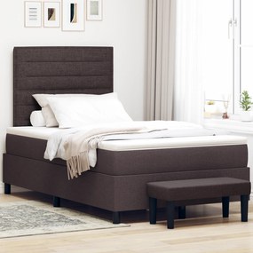Cama Box com Colchão e Banco Castanho Escuro 120x190 cm Tecido