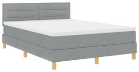 Cama Box Spring com Colchão Cinza Claro 140x200 cm Tecido