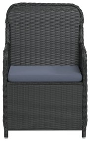 5 pcs conjunto de jantar p/ jardim c/ almofadões preto