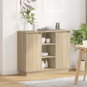 vidaXL Cristaleira com LED Carvalho Sonoma 90x32x75 cm Madeira Engenharia