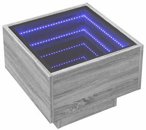 Mesa de cabeceira c/ LED Infinity 40x40x30 cm cinzento sonoma
