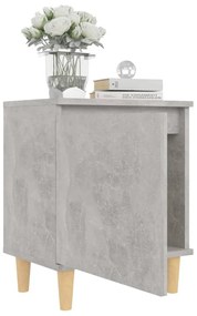 Mesa cabeceira c/ pernas de madeira 40x30x50cm cinzento cimento