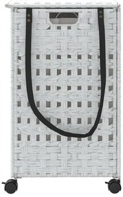 Cesto para roupa suja com rodas 66x35x60 cm vime branco