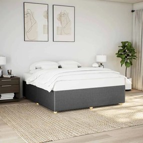 Estrutura de cama sem colchão 180x200 cm tecido cinzento-escuro